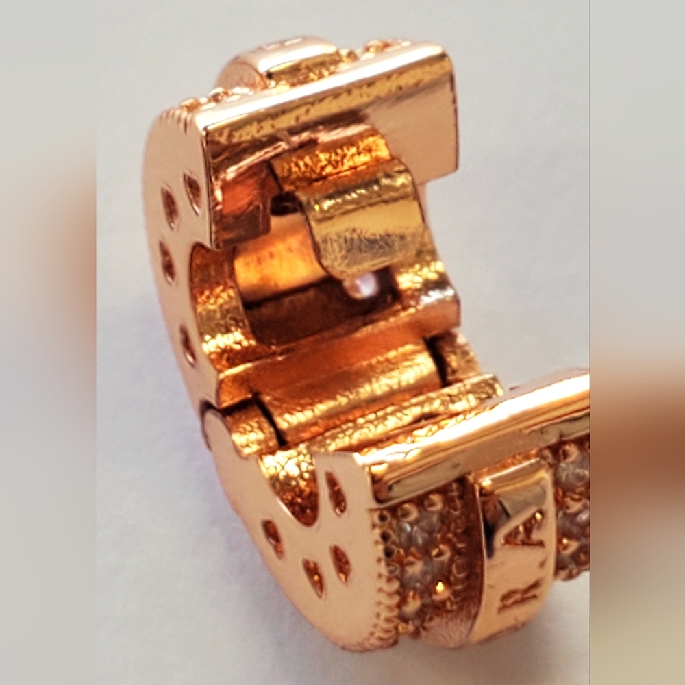 Authentic NEW Pandora Sparkling Pavé Lines & Logo Clip Charm 14KRGP CZ - Picture 5 of 10